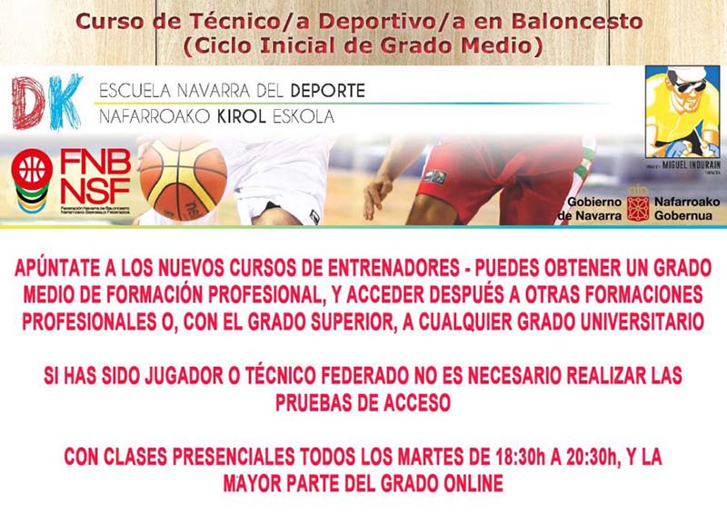 Grado medio de Formaci&oacute;n Profesional de T&eacute;cnico Deportivo en Baloncesto